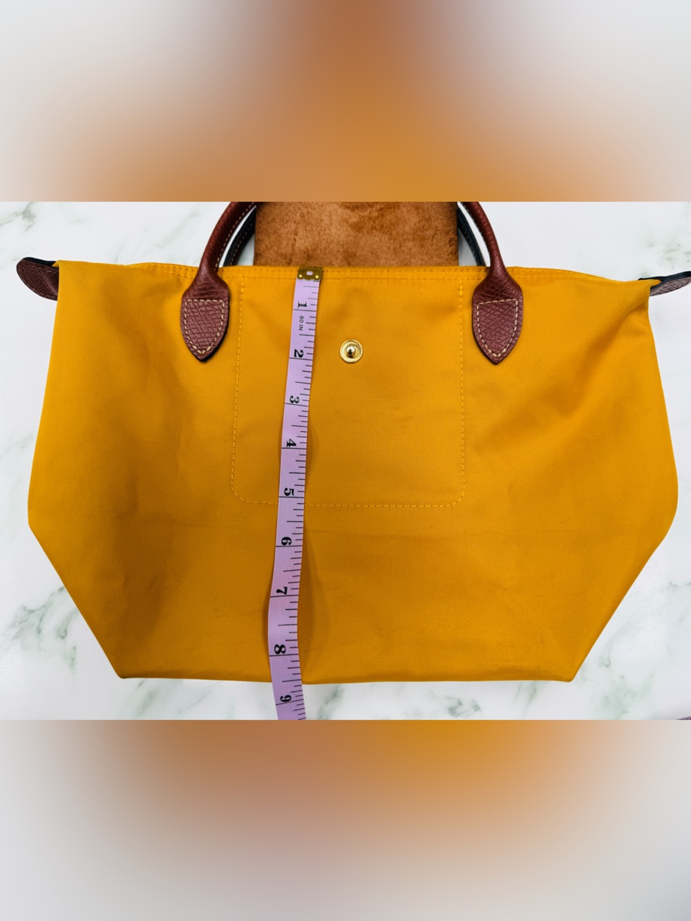 Longchamp Le Pliage Original Small Top Handle Bag - Mustard / Soleil Yellow - Picture 13 of 15